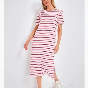 Pomander Place Red and Pink Stripe Short Sleeve Gio Maxi Dress - Size Medium